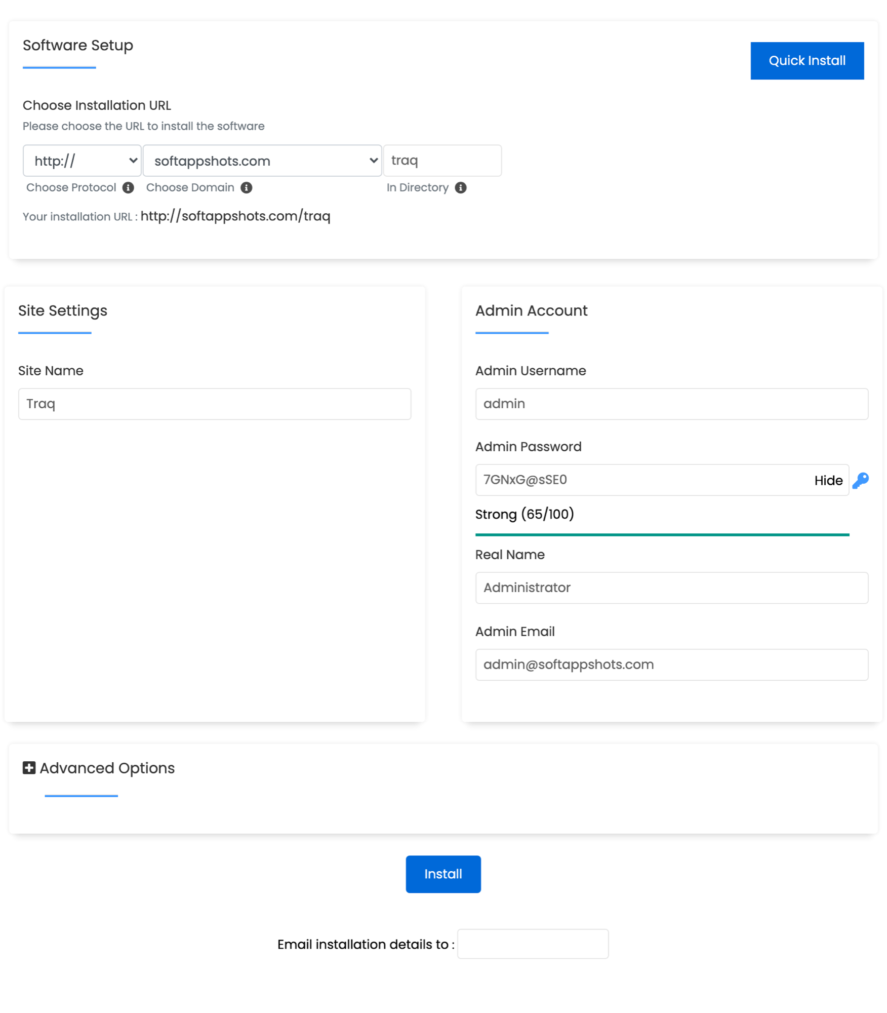 Traq Install Options