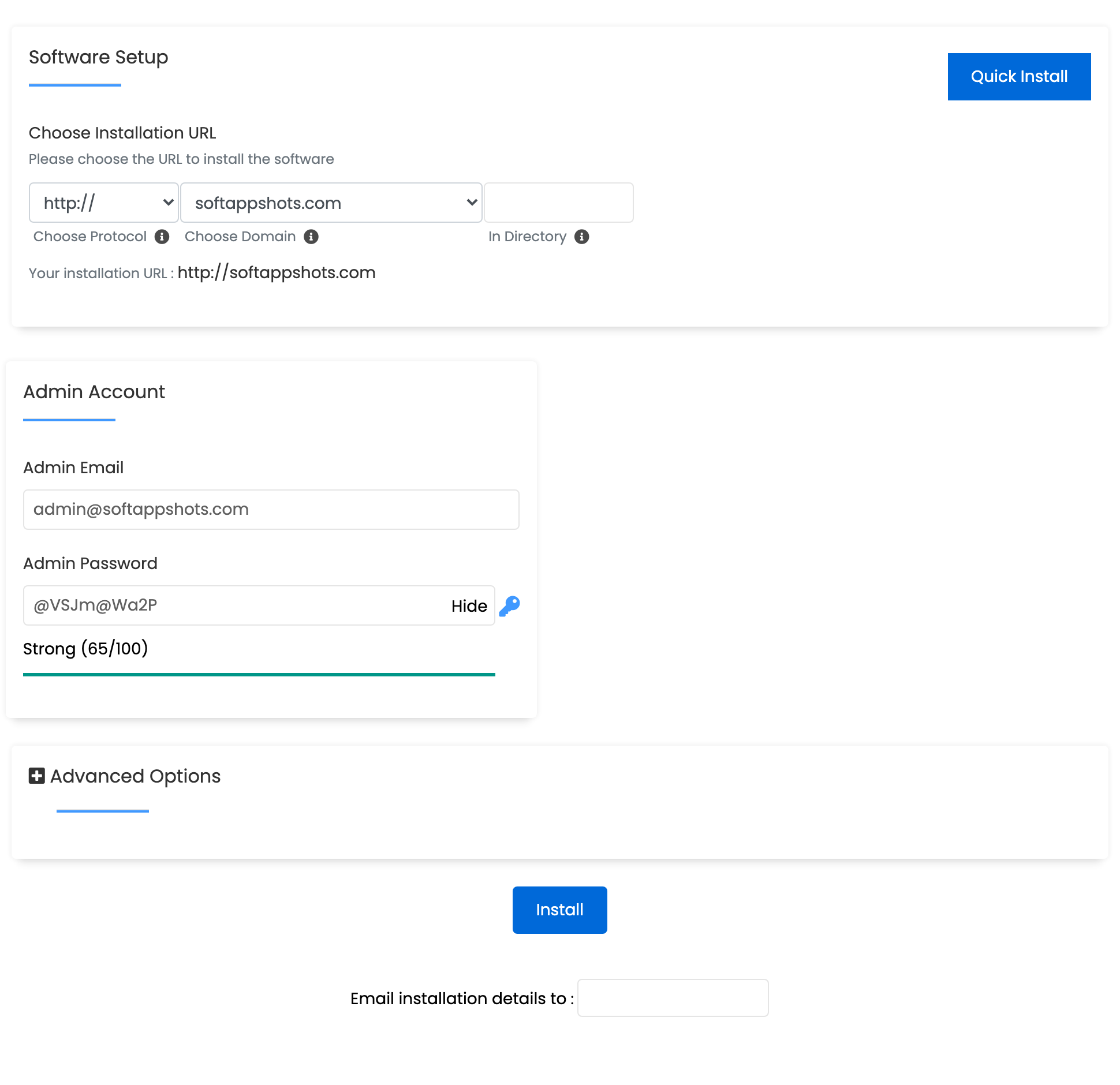 Unmark Install Options
