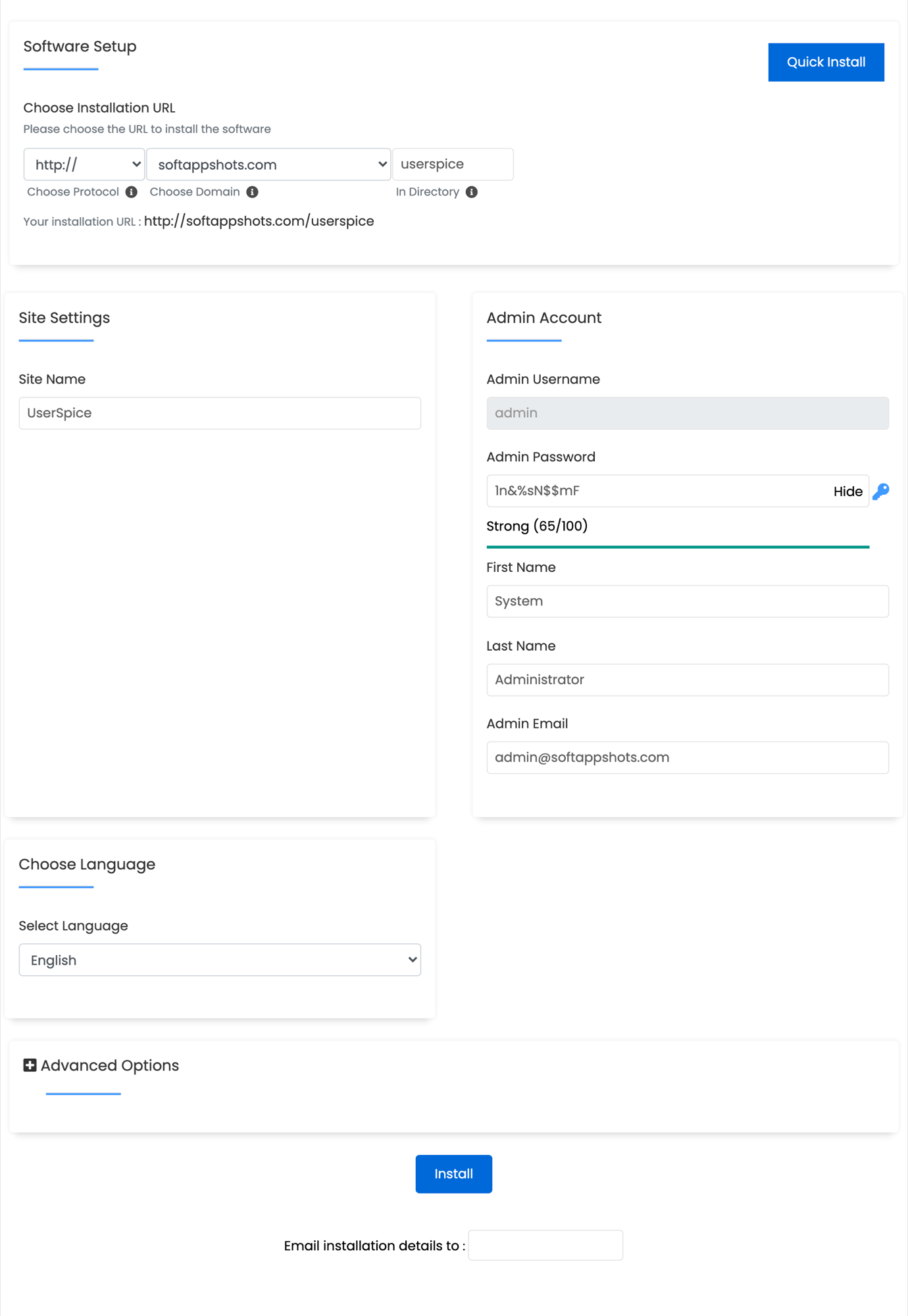 UserSpice Install Options