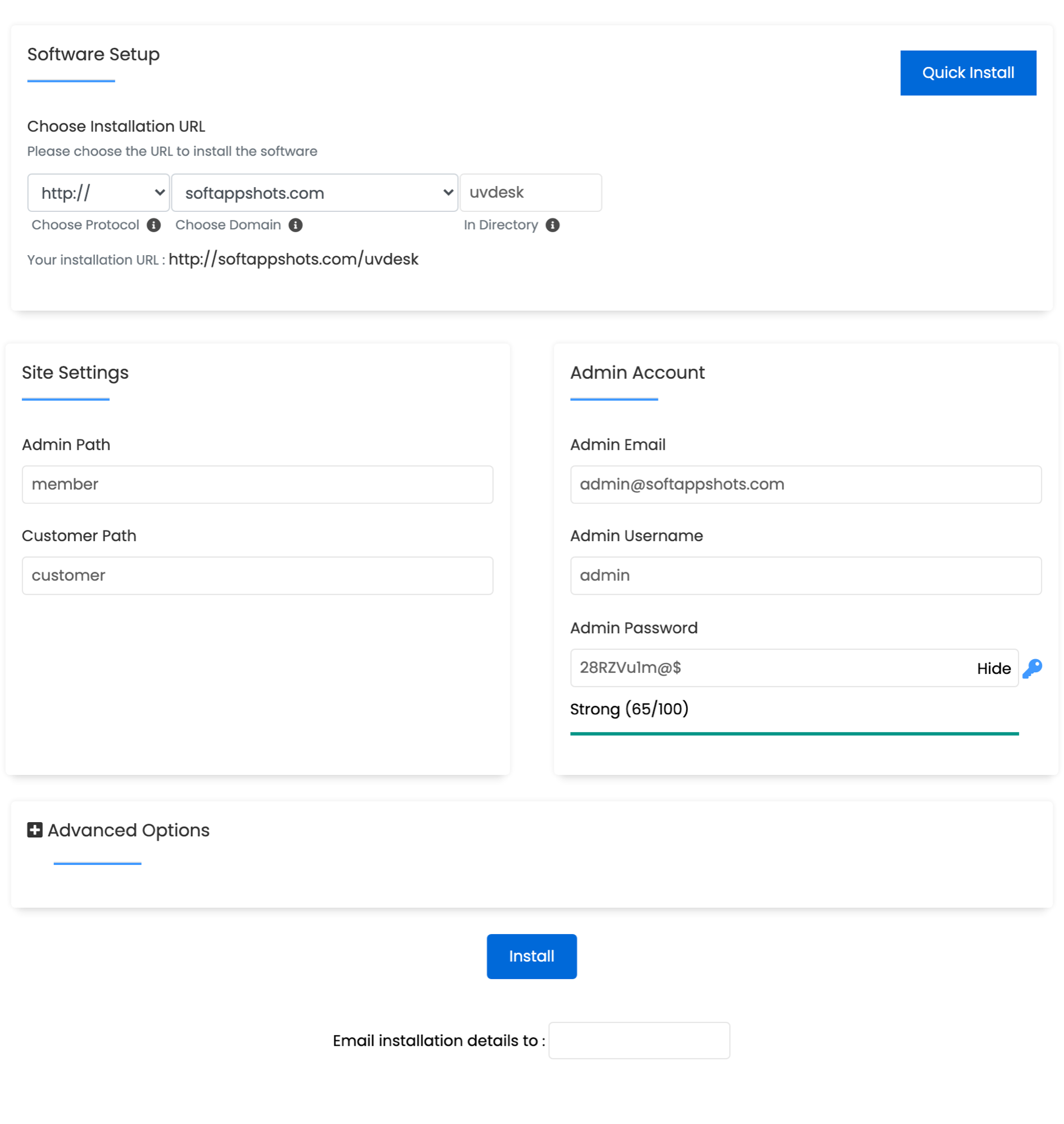 UVdesk Install Options