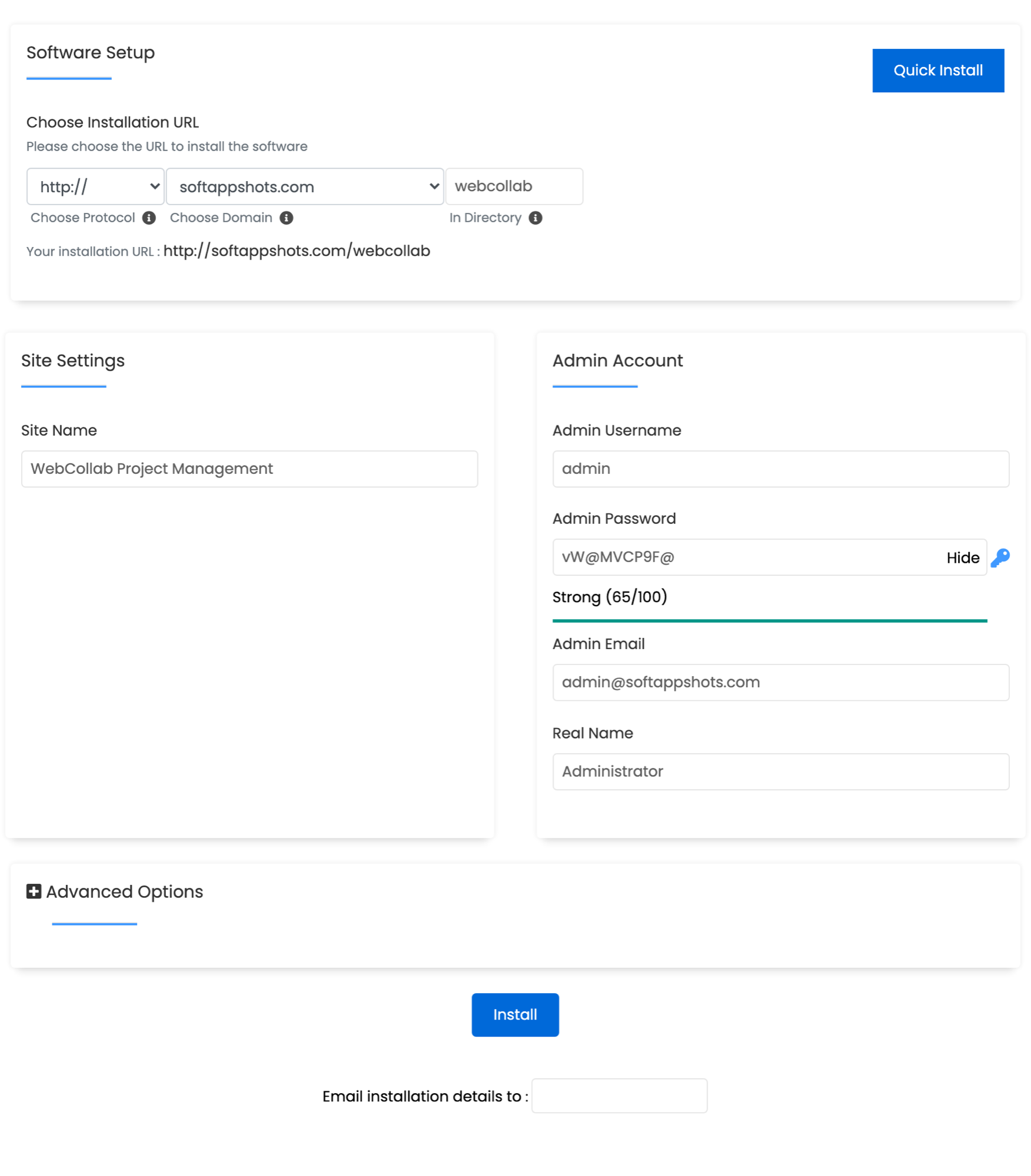 WebCollab Install Options