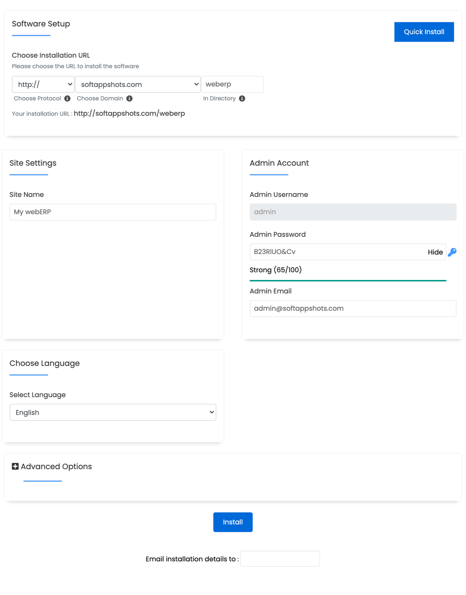 webERP Install Options