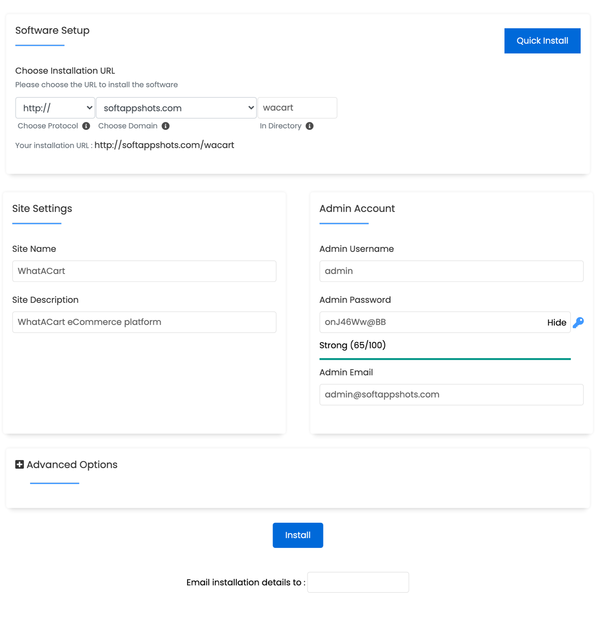 WhatACart Install Options