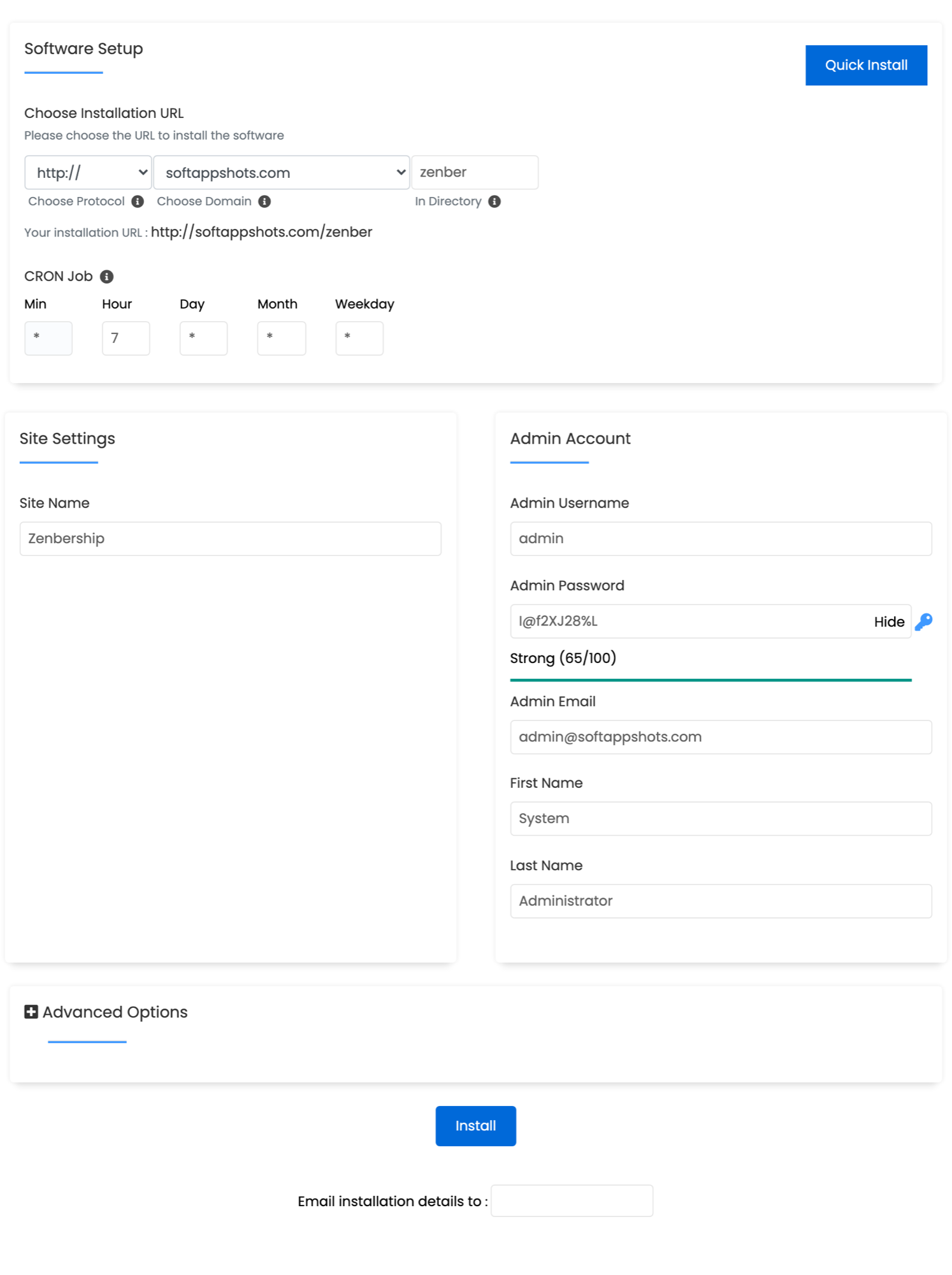 Zenbership Install Options