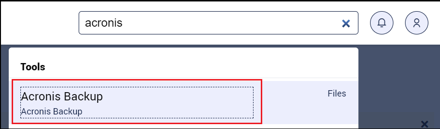 Acronis Backup in cPanel search