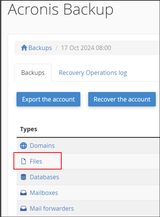 Acronis file browser