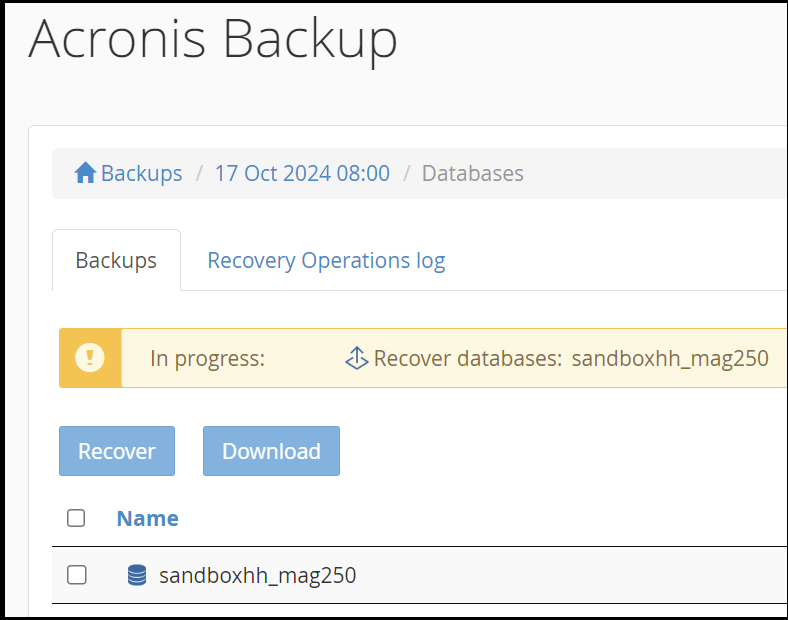 Database recovery in progress