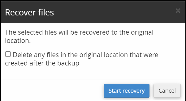 Confirm recovery dialog