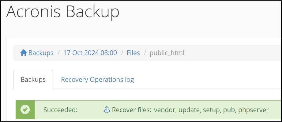 Successful restore status