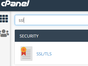 SSL/TLS search in cPanel