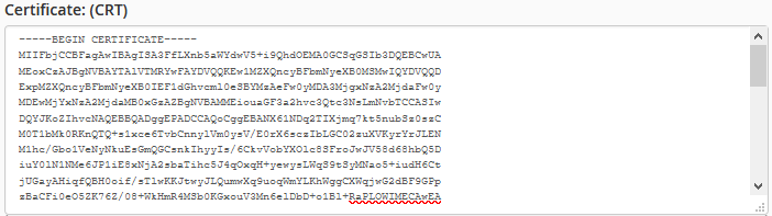 Paste certificate in CRT field