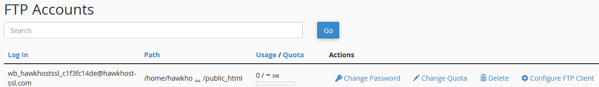 Weebly FTP user in cPanel