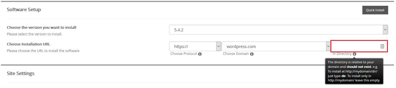 WordPress installation URL options