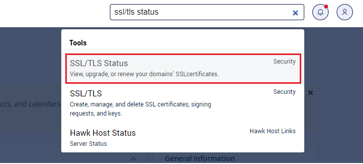 SSL/TLS Status in cPanel