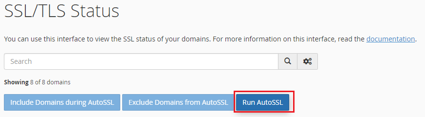 Run AutoSSL button