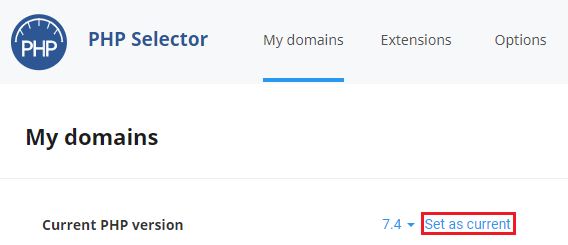 Set as current PHP version
