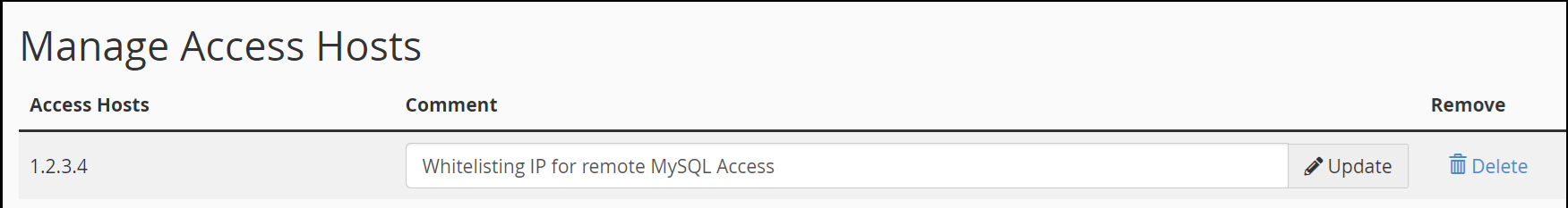 Manage Access Hosts list