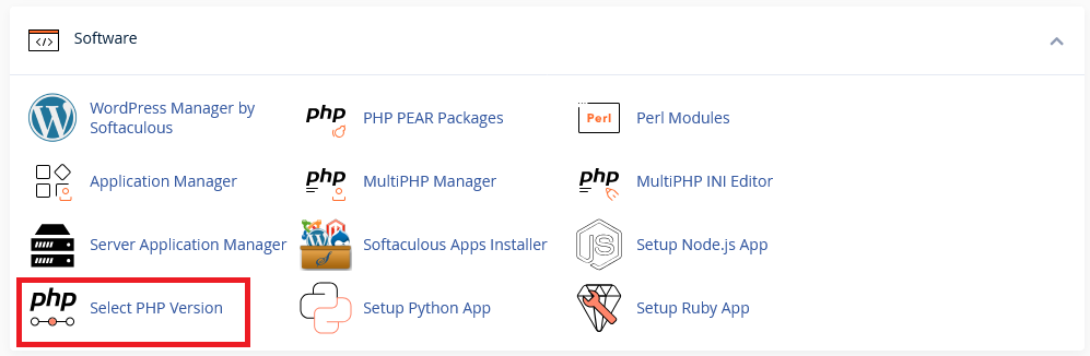 Searching for Select PHP Version in cPanel