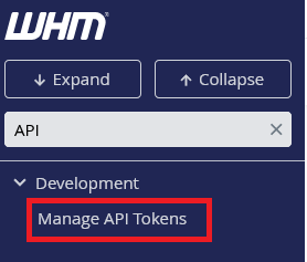 API Token in WHM