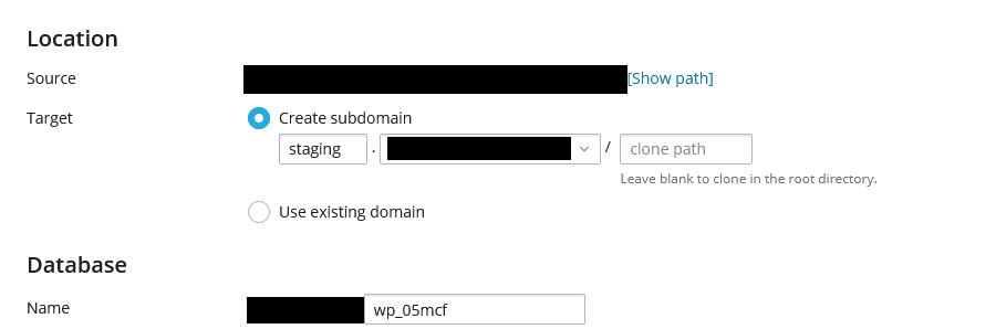 Clone to subdomain or folder