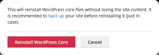 Confirm reinstallation