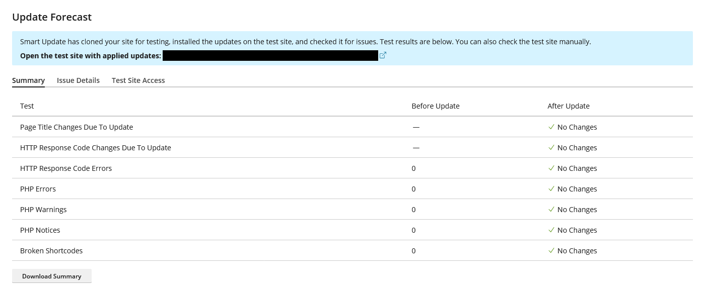 Smart update report
